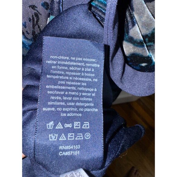 Tommy Hilfiger Floral Wrap Dress‎ Size 8 Navy Blue Grey Sexy Stretch Velvet Cute - Picture 7 of 8